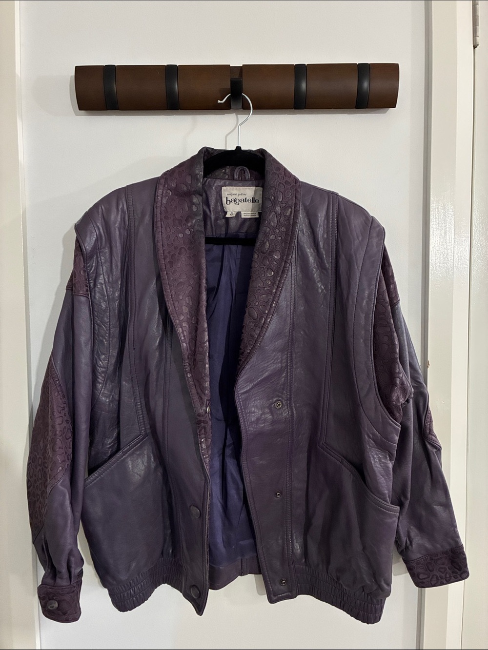 Purple Leather Bomber Jacket